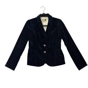 J. Crew Navy Velvet Peplum Blazer Jacket Size 0‎ Shawl Collar